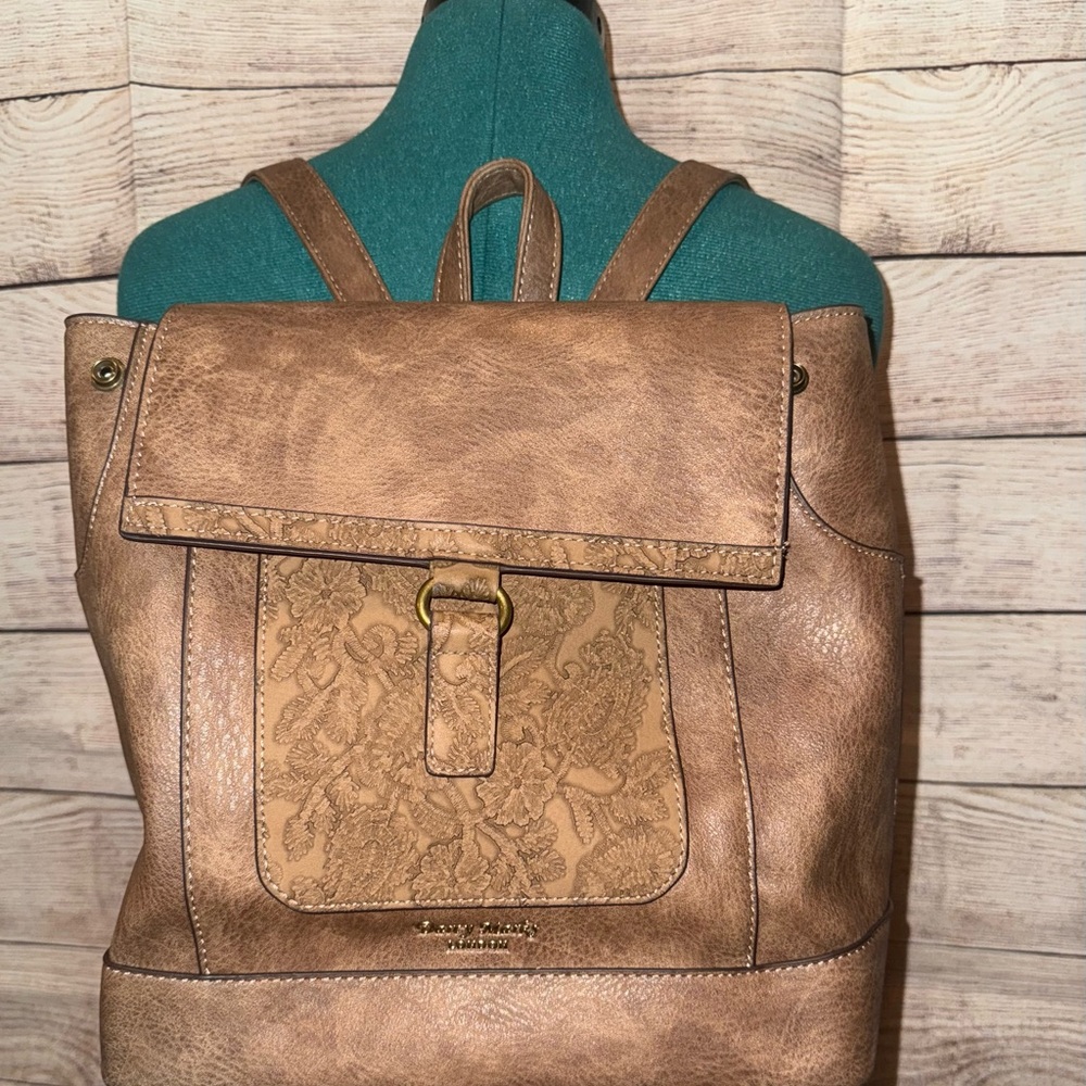 Darcy Marks Floral Patterned Leather Backpack Purse